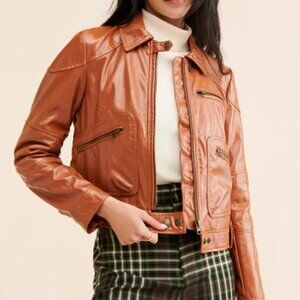 Free People We The Free Josie Vegan Leather Jacket Size M